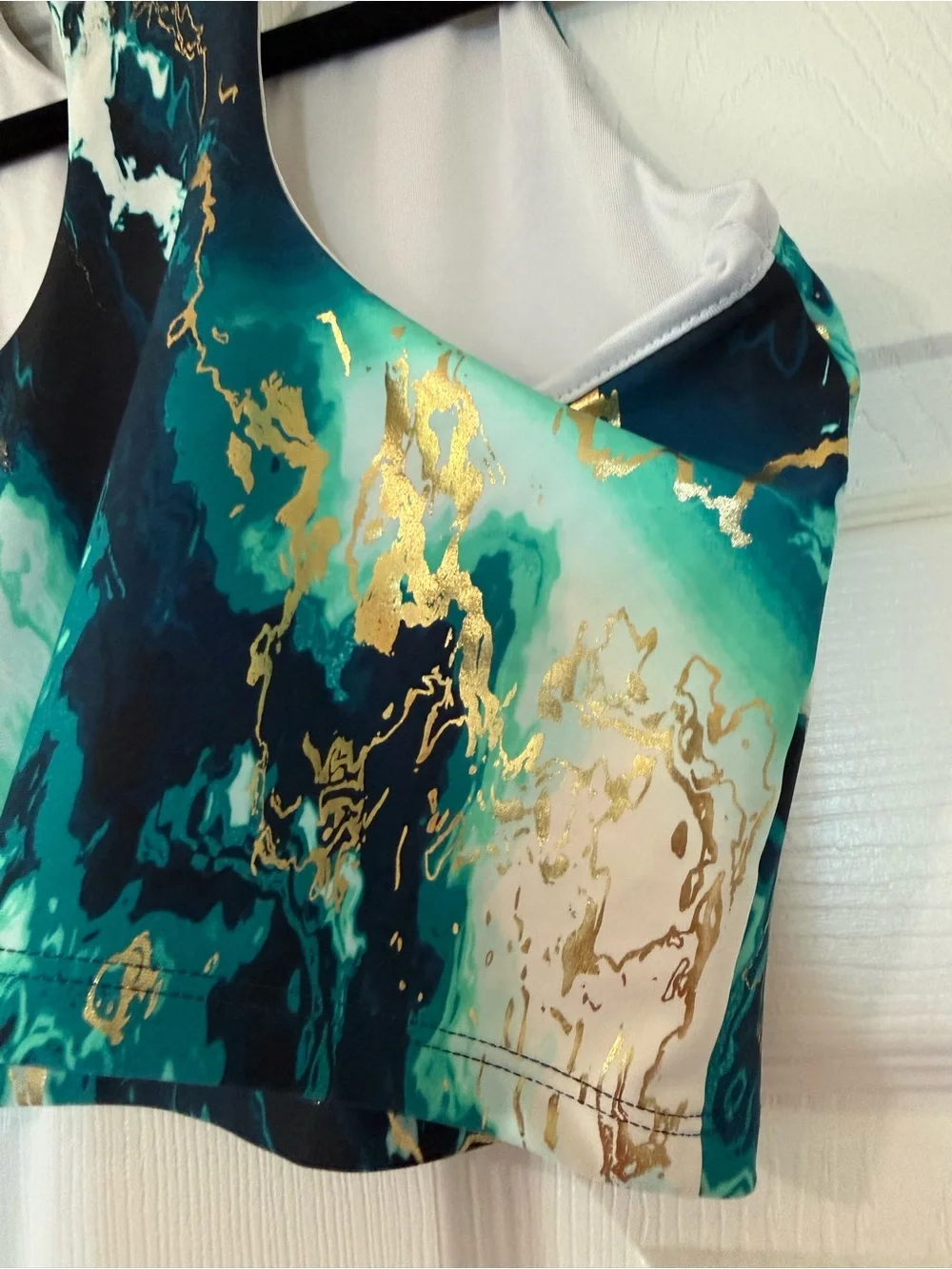 Old Navy Active Girl’s  Teal Marble Print Crop Tank